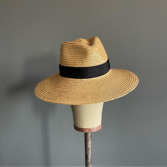 Brixton Accessories - Brixton Wide Brim Straw Hat w/ Black Ribbon | Toteme Row Inspired